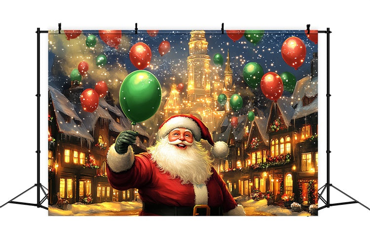 Christmas Village Backdrop Santa Balloon Parade Backdrop BRP57-162