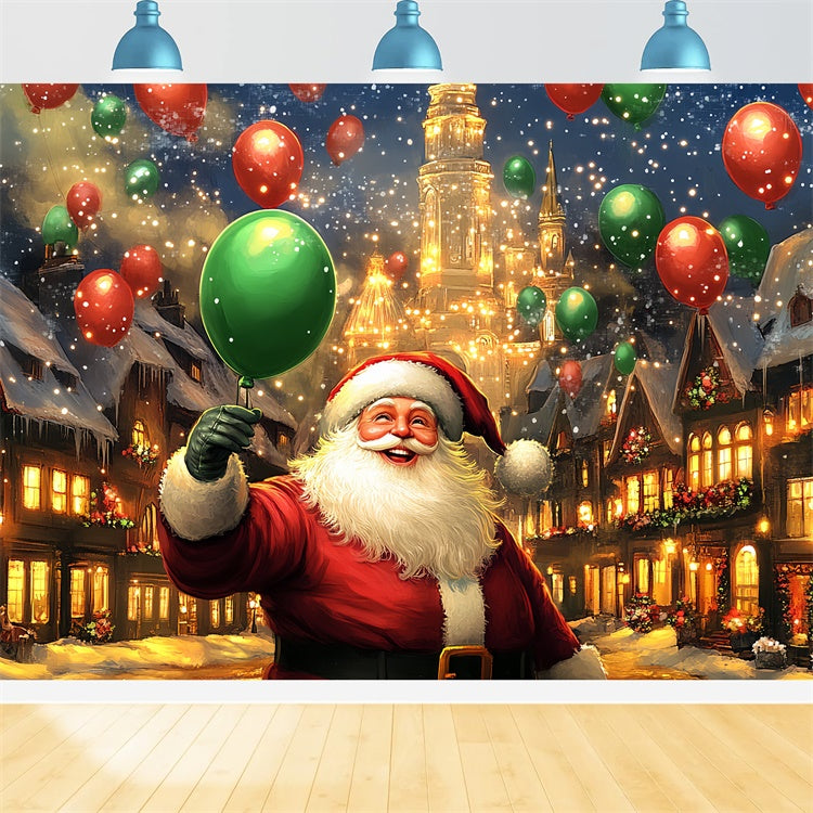 Christmas Village Backdrop Santa Balloon Parade Backdrop BRP57-162