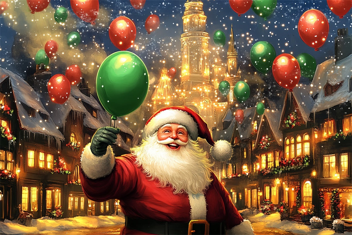 Christmas Village Backdrop Santa Balloon Parade Backdrop BRP57-162