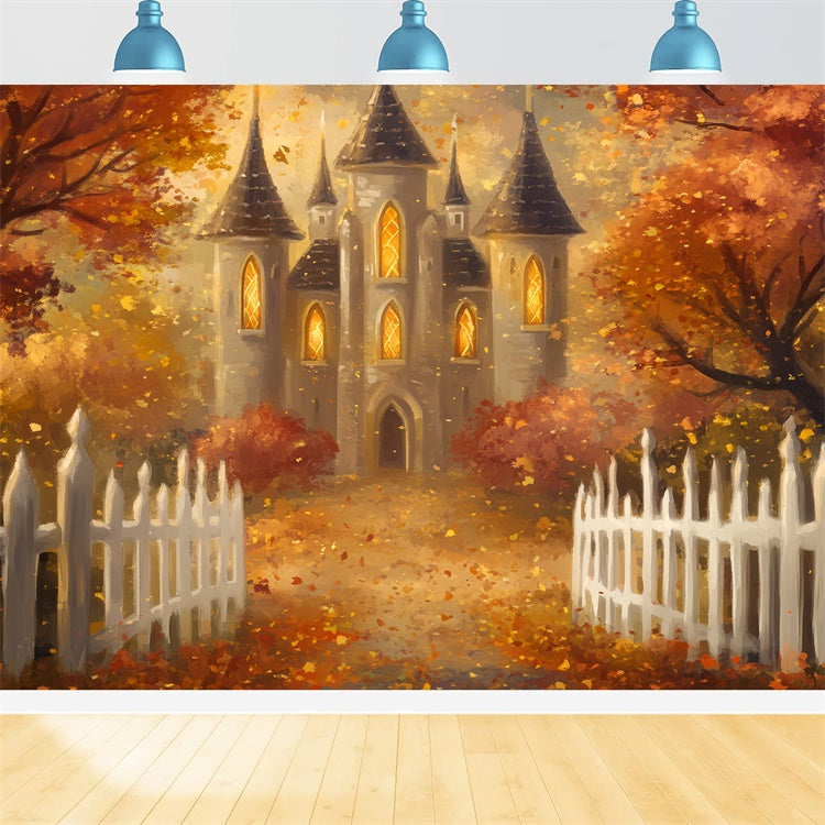 Fall Backdrop Golden Glow Dream Castle Photo Backdrop BRP57-167