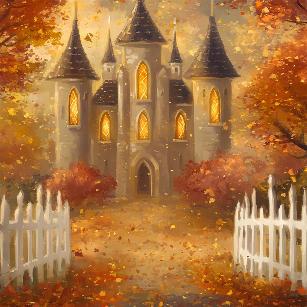 Fall Backdrop Golden Glow Dream Castle Photo Backdrop BRP57-167