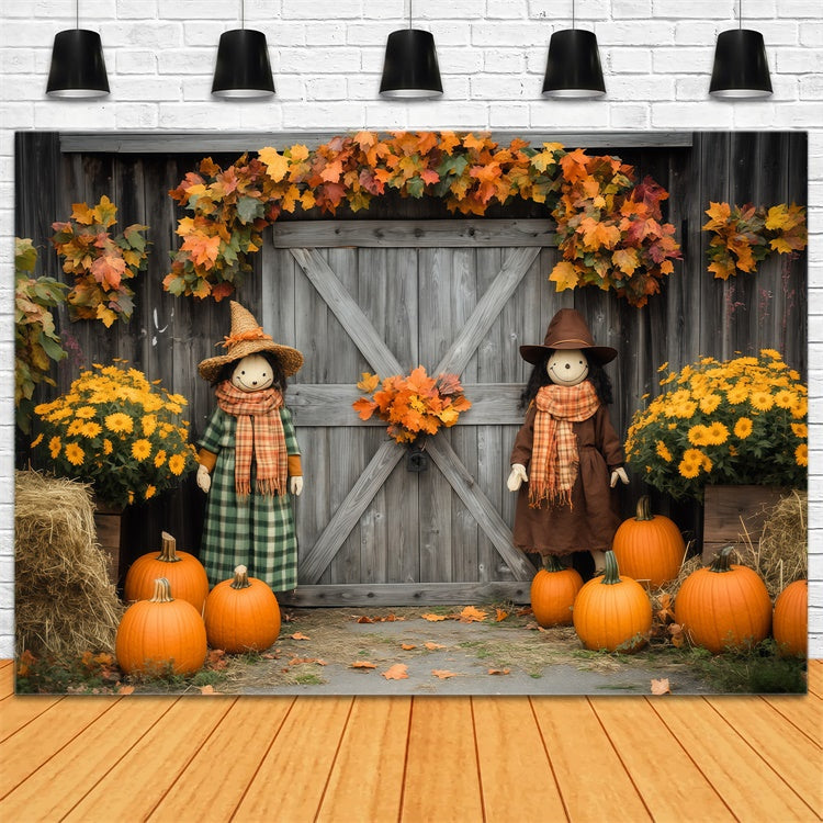 Barn Backdrops Pumpkin Patch Scarecrow Autumn Backdrop BRP57-180