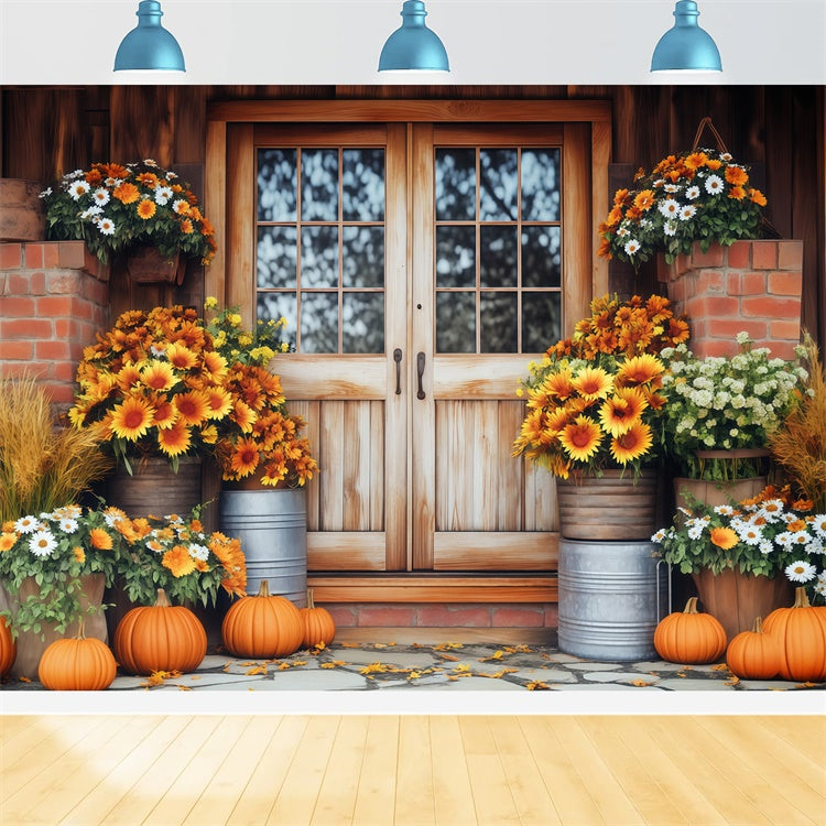 Fall Photography Backdrops Rustic Porch Bloom Backdrop BRP57-183