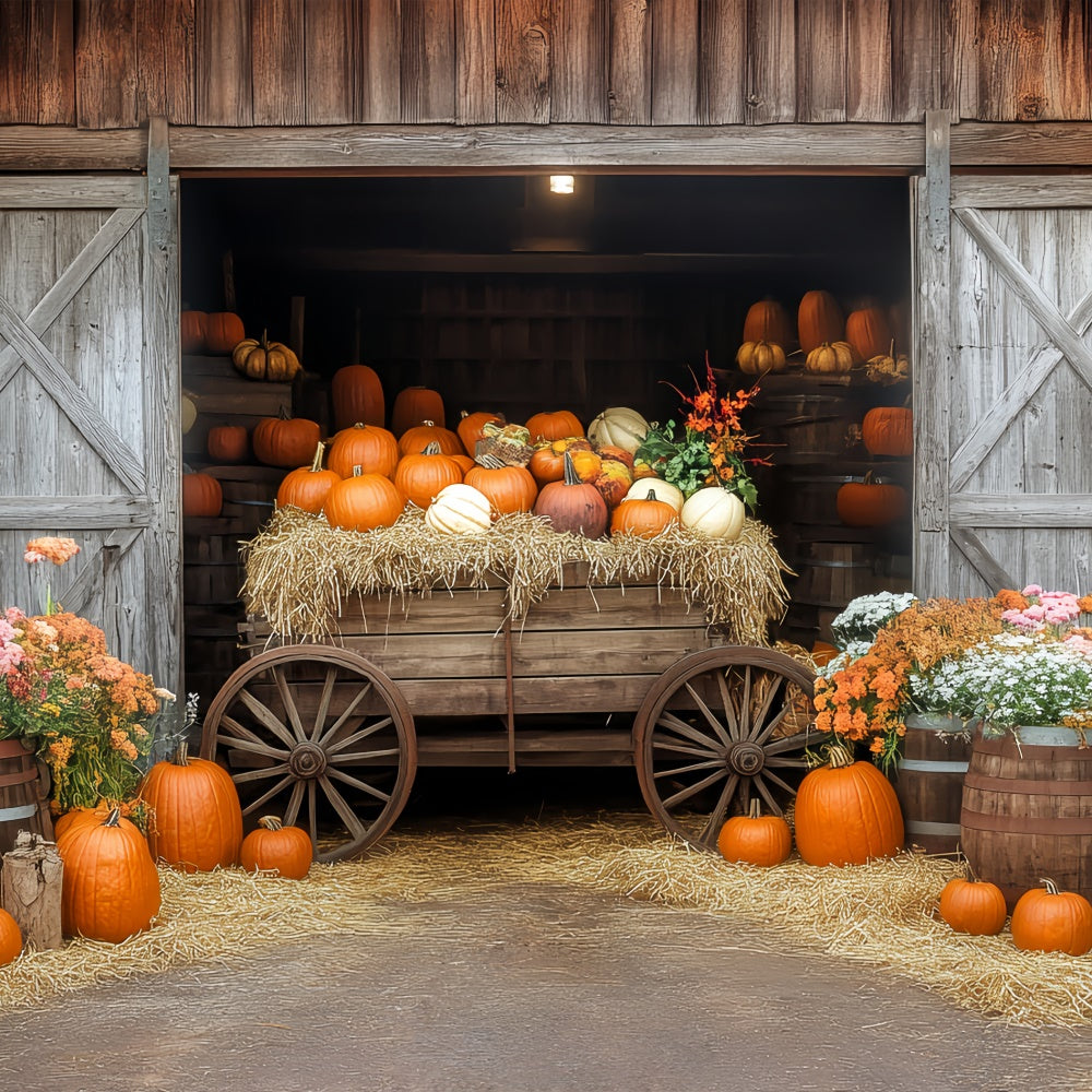 Fall Photoshoot Backdrop Pumpkin Wagon Barn Backdrop BRP57-184