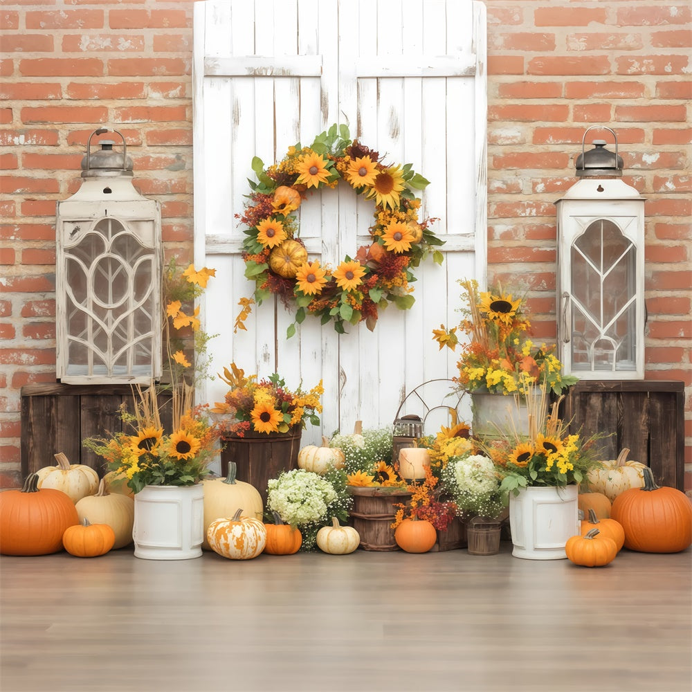 Autumn Photo Backdrop Brick Wall Fall Decor Backdrop BRP57-189