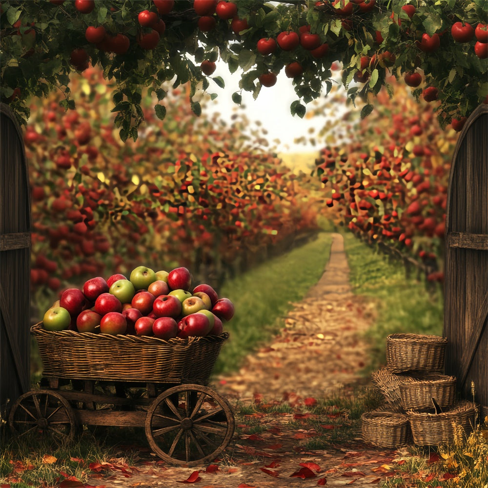Fall Photo Backdrop Cozy Autumn Apple Grove Backdrop BRP57-203
