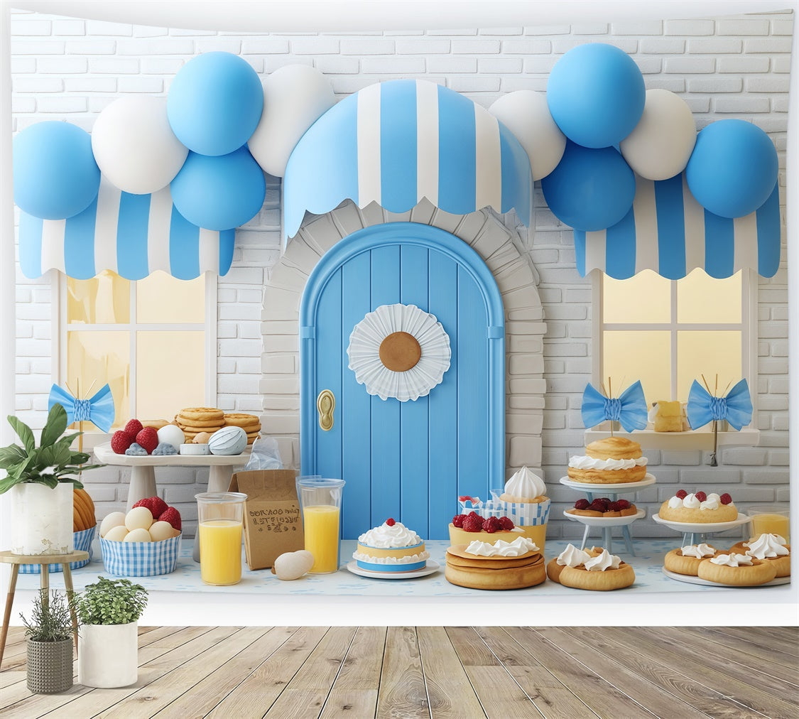 Childrens Backdrops Sweet Treats Blue Shop Backdrop BRP57-241