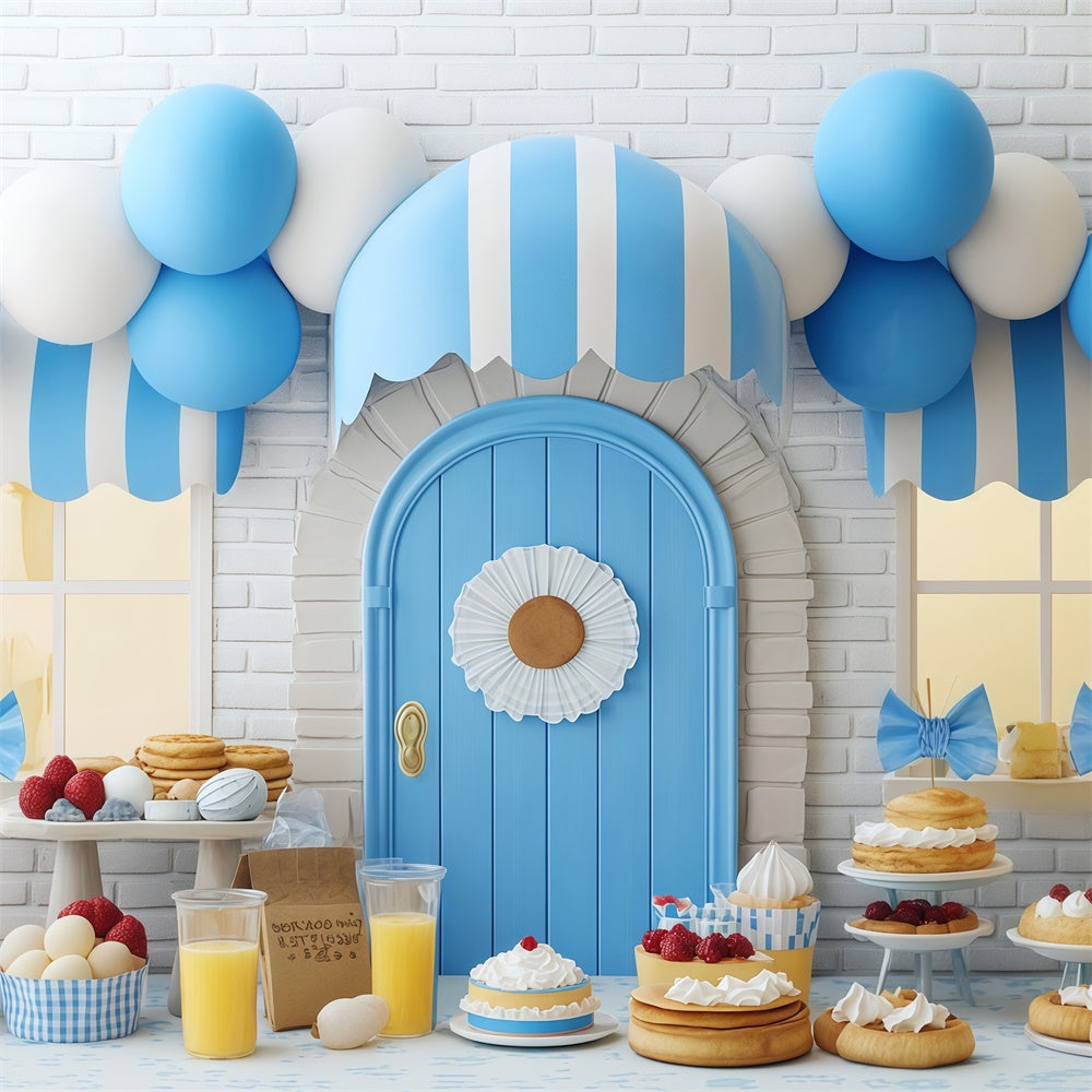 Childrens Backdrops Sweet Treats Blue Shop Backdrop BRP57-241
