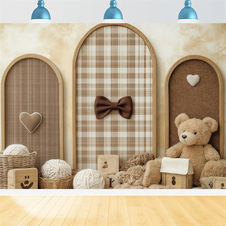 Kids Photo Backdrop Warm Plaid Yarn Basket Backdrop BRP57-243