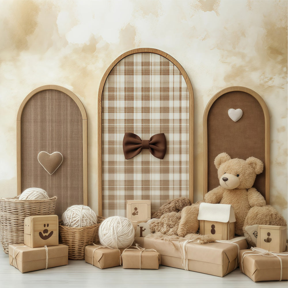 Kids Photo Backdrop Warm Plaid Yarn Basket Backdrop BRP57-243