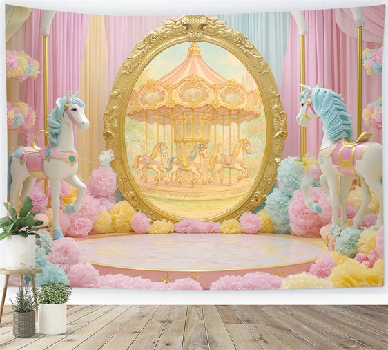 Children Backdrops Carousel Horse Fantasy Backdrop BRP57-245