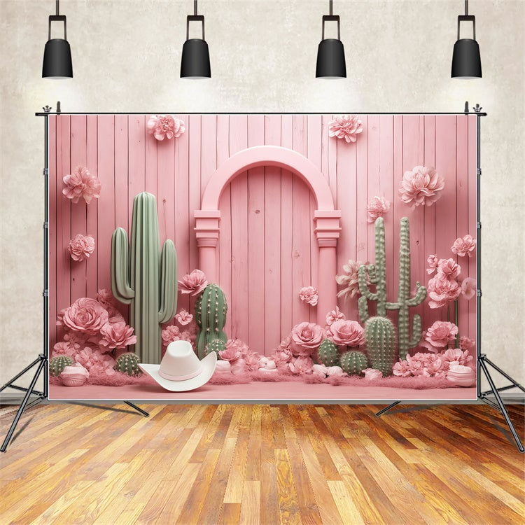 Newborn Photoshoot Backdrop Pink Cactus Arch Backdrop BRP57-250