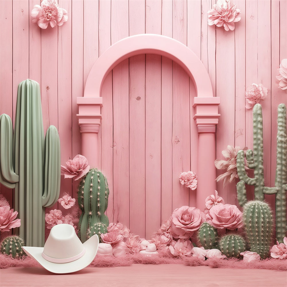 Newborn Photoshoot Backdrop Pink Cactus Arch Backdrop BRP57-250