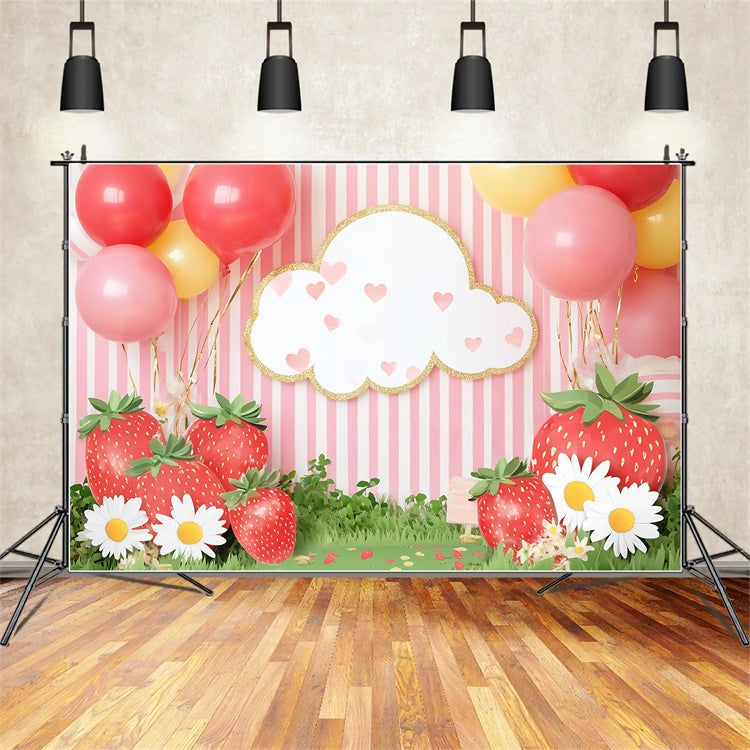 Newborn Backdrop Sweet Strawberry Balloon Backdrop BRP57-254