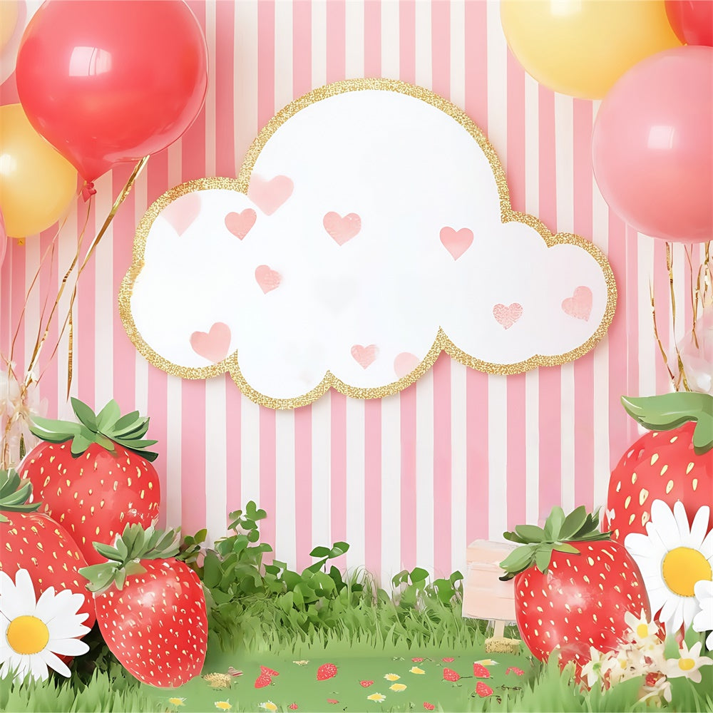 Newborn Backdrop Sweet Strawberry Balloon Backdrop BRP57-254