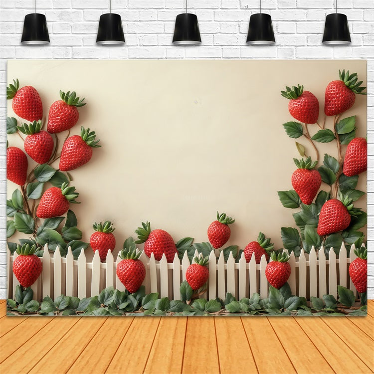 Kids Photo Backdrop Strawberry Field Fence Backdrop BRP57-260
