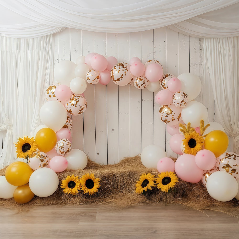 Kids Backdrops Sunflower Balloon Arch Backdrop BRP57-274