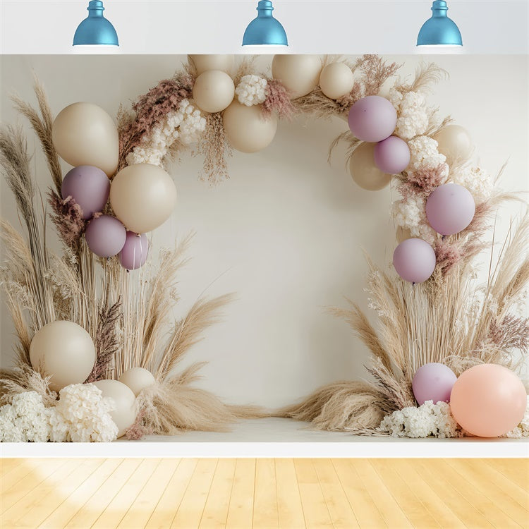 Kids Photo Backdrop Pastel Pampas Balloon Backdrop BRP57-275