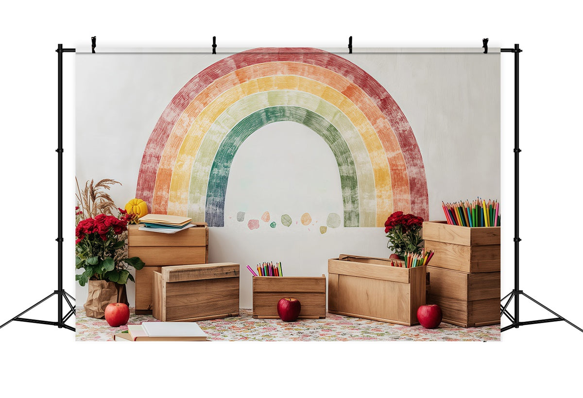 Back To School Backdrop Creative Corner Rainbow Backdrop BRP57-28