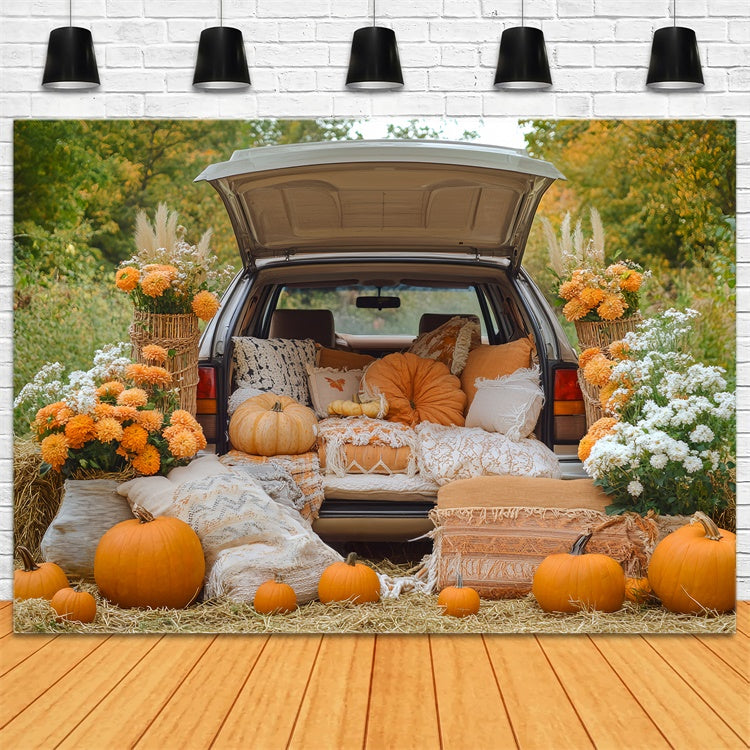 Thanksgiving Backdrops Pumpkin Trunk Harvest Backdrop BRP57-321