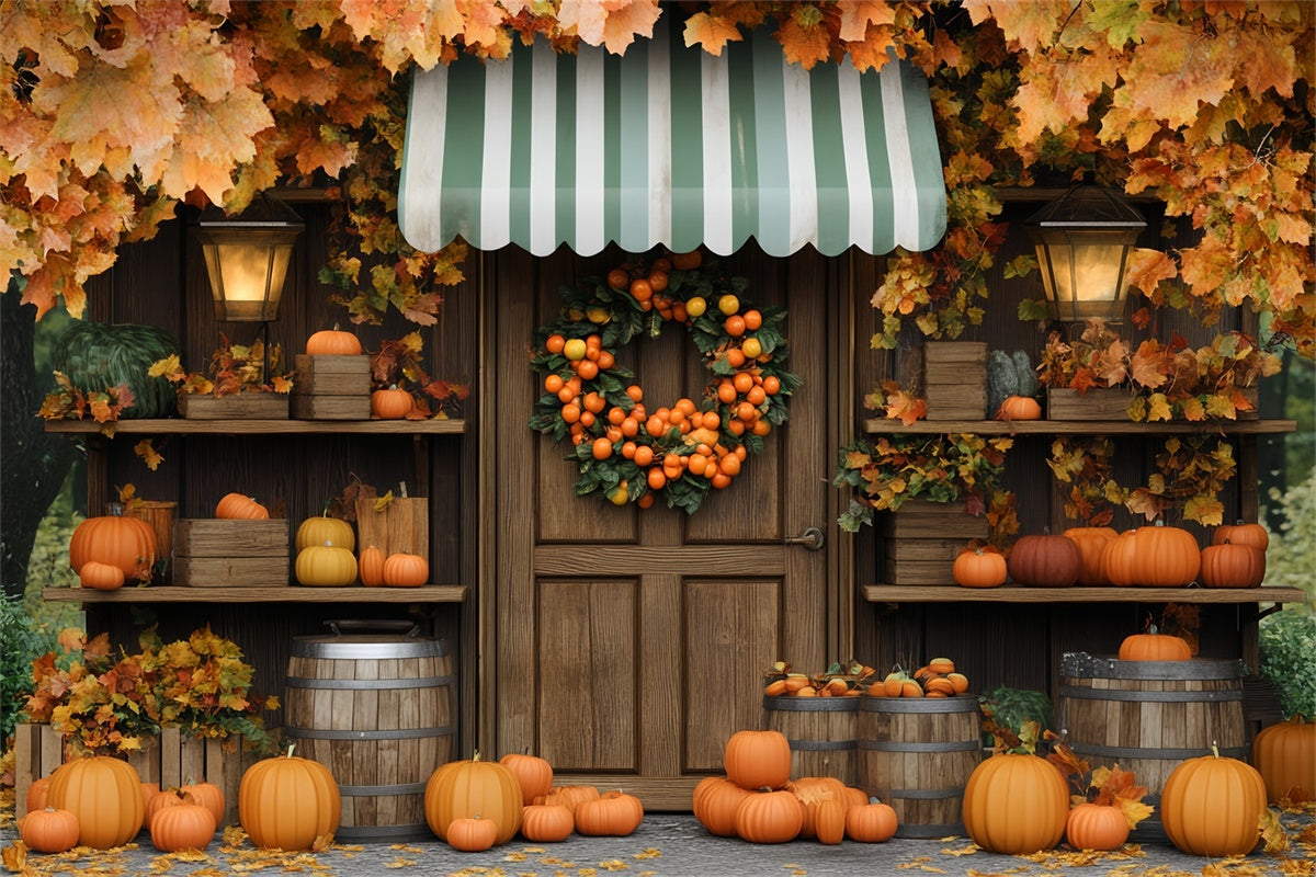 Backdrop Thanksgiving Autumn Porch Pumpkin Fall Backdrop BRP57-323