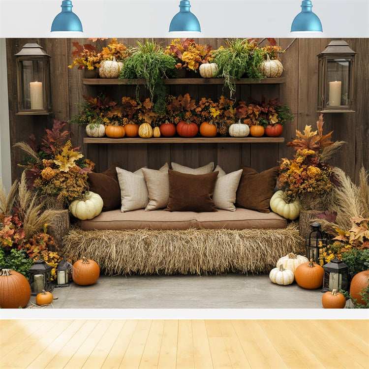 Thanksgiving Photo Backdrop Farmhouse Hay Sofa Backdrop BRP57-324