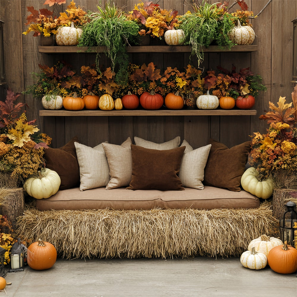 Thanksgiving Photo Backdrop Farmhouse Hay Sofa Backdrop BRP57-324