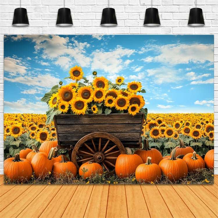 Thanksgiving Backdrops Rustic Wagon Floral Autumn Backdrop BRP57-333