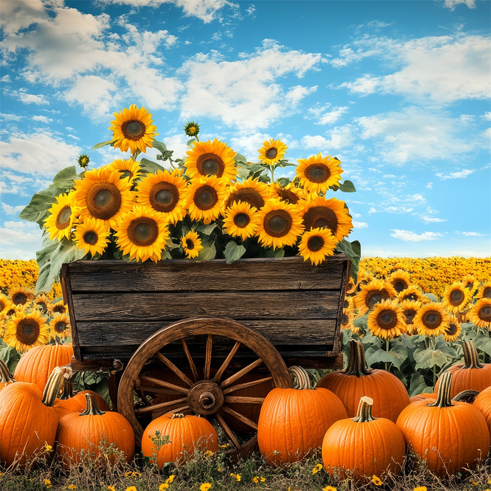 Thanksgiving Backdrops Rustic Wagon Floral Autumn Backdrop BRP57-333