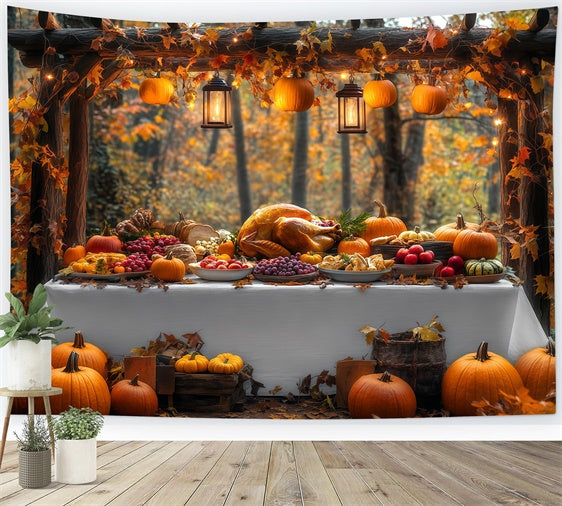 Thanksgiving Backdrop Harvest Table Fall Forest Backdrop BRP57-334