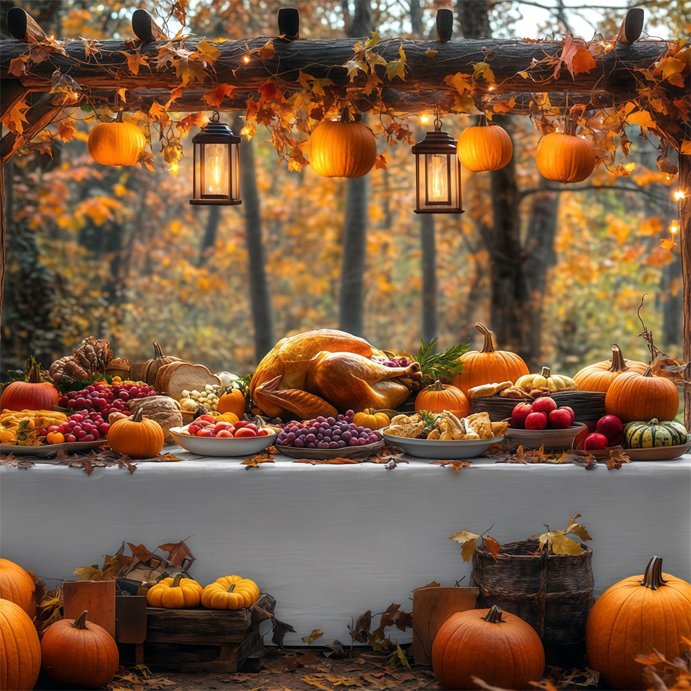 Thanksgiving Backdrop Harvest Table Fall Forest Backdrop BRP57-334