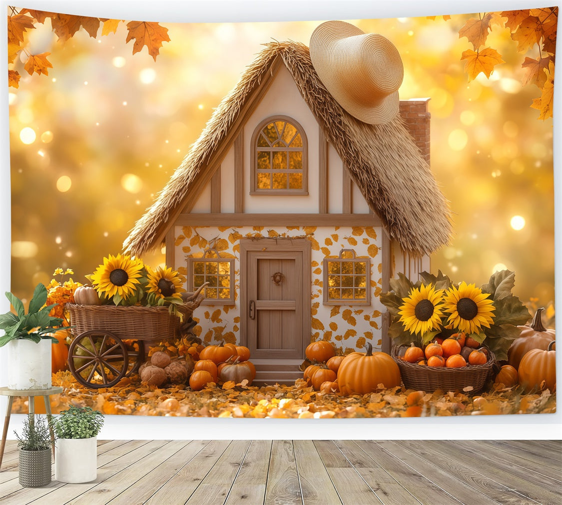 Fall Thanksgiving Backdrop Autumn Fairy Cottage Backdrop BRP57-338