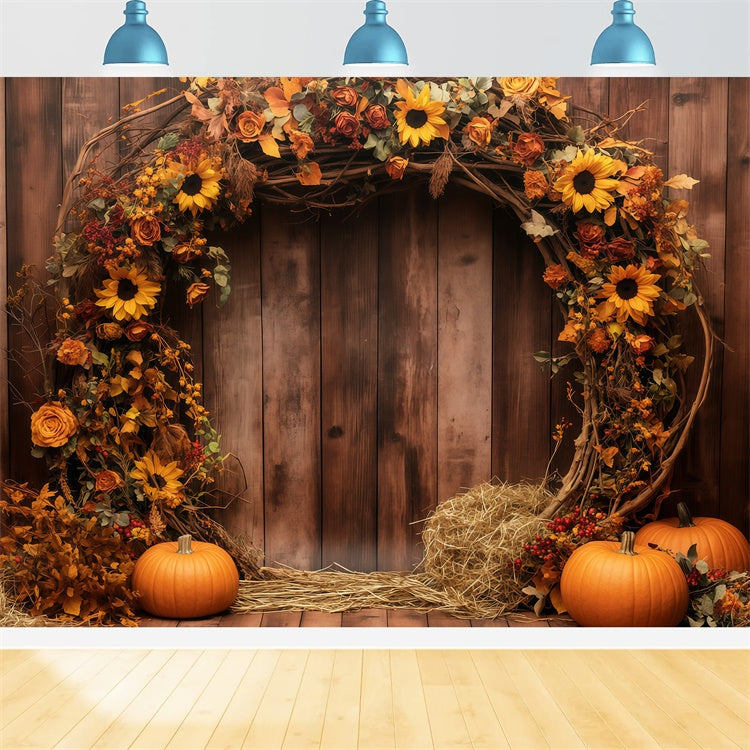 Fall Thanksgiving Backdrop Fall Garland Barn Wall Backdrop BRP57-340