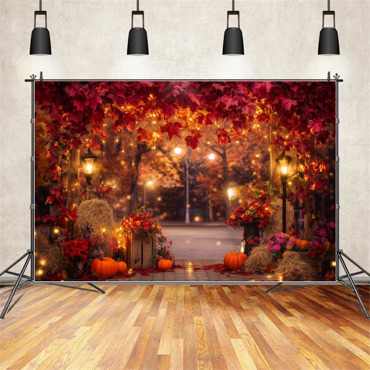 Backdrop Thanksgiving Red Maple Twilight Glow Backdrop BRP57-347