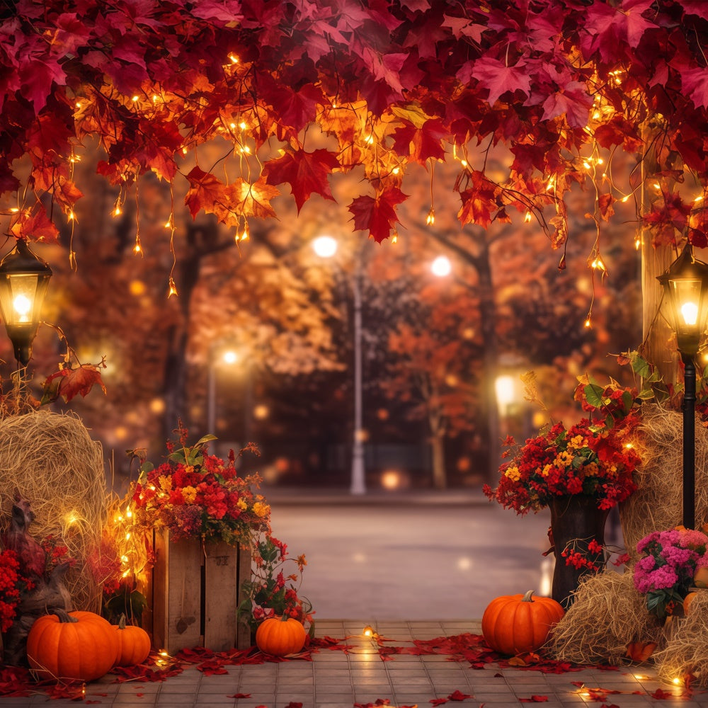 Backdrop Thanksgiving Red Maple Twilight Glow Backdrop BRP57-347