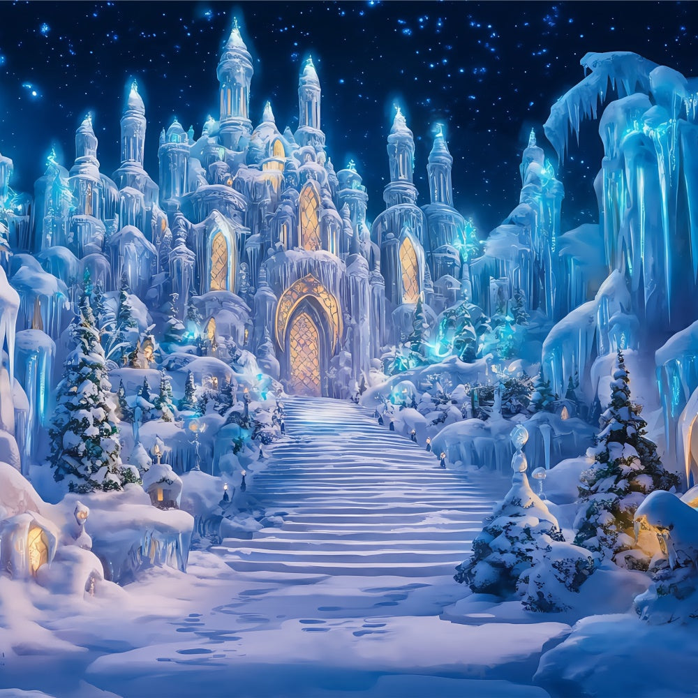 Castle Backdrops Crystal Castle Path Winter Backdrop BRP57-356