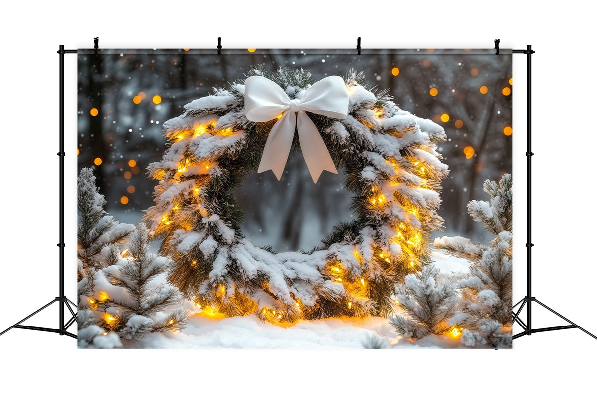 Winter Backdrops Snowy Pines Garland Night Backdrop BRP57-362