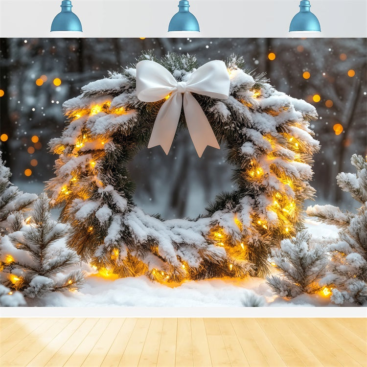 Winter Backdrops Snowy Pines Garland Night Backdrop BRP57-362