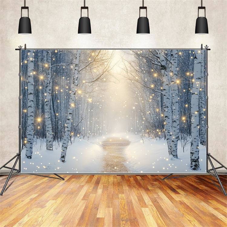 Winter Forest Backdrop Sparkling Forest Trail Backdrop BRP57-369