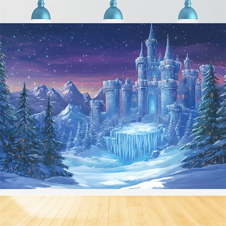 Winter Wonderland Backdrop Snowy Pines Castle Backdrop BRP57-370