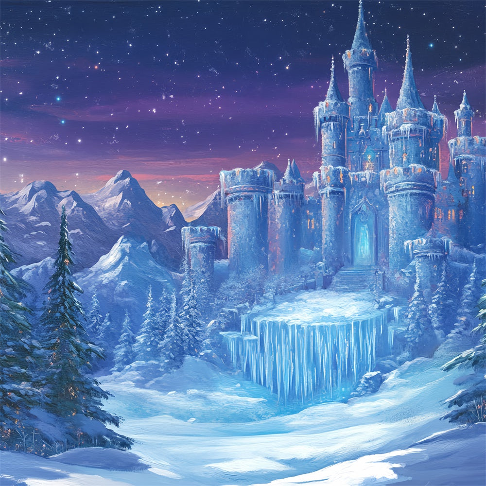 Winter Wonderland Backdrop Snowy Pines Castle Backdrop BRP57-370
