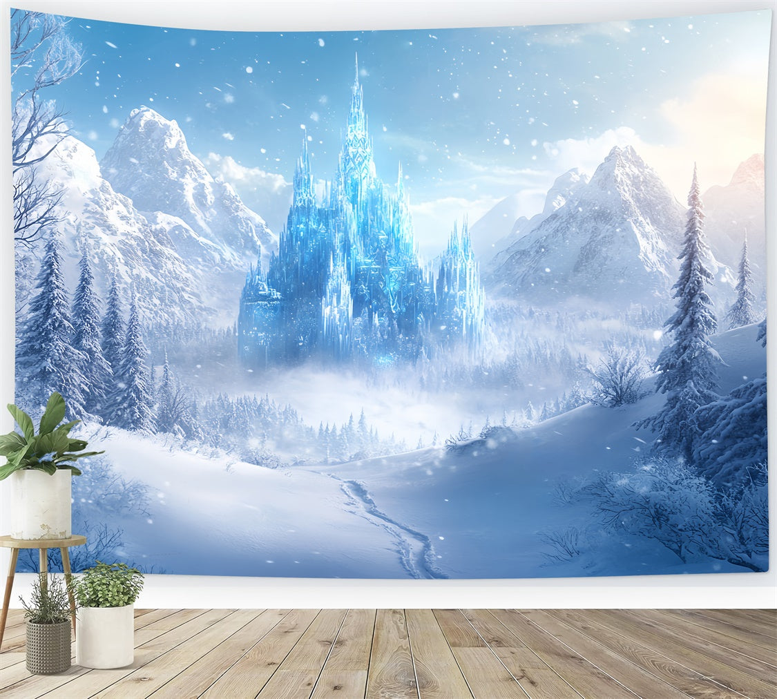 Winter Backdrops Misty Enchanted Ice Castle Backdrop BRP57-376