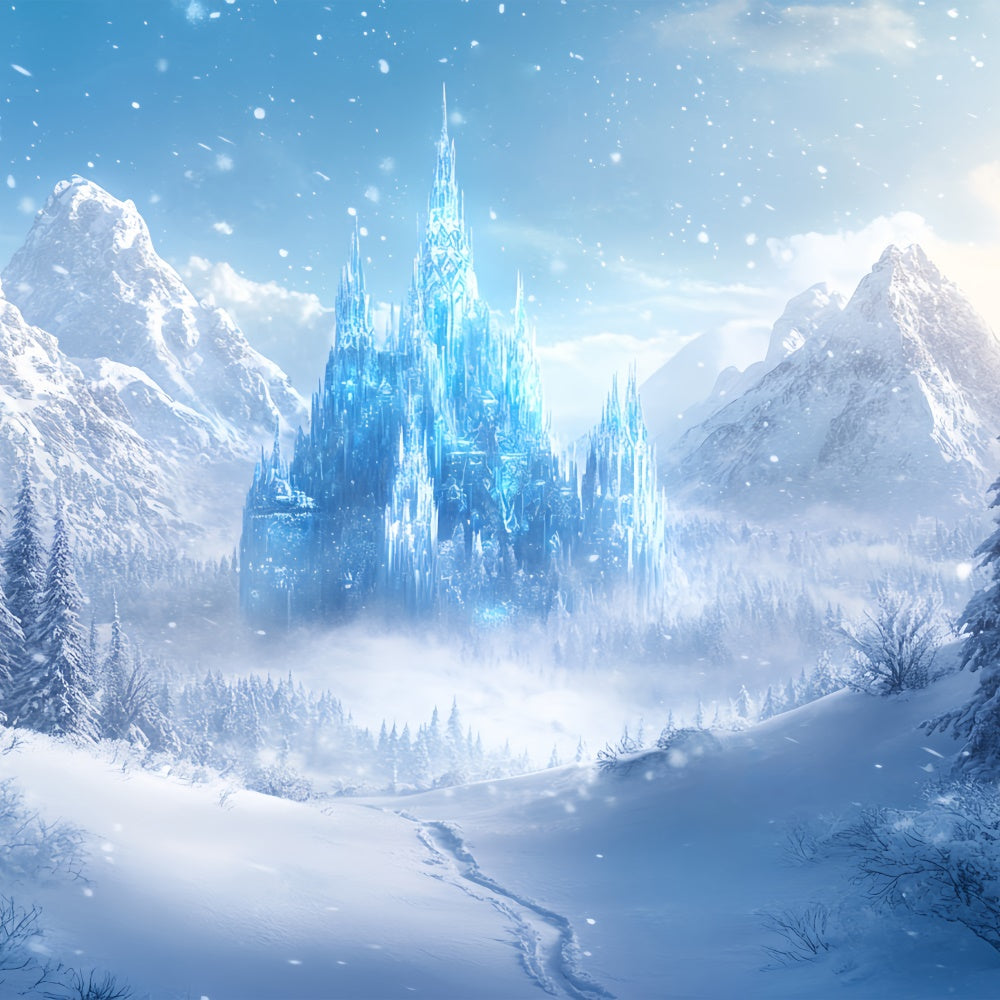 Winter Backdrops Misty Enchanted Ice Castle Backdrop BRP57-376