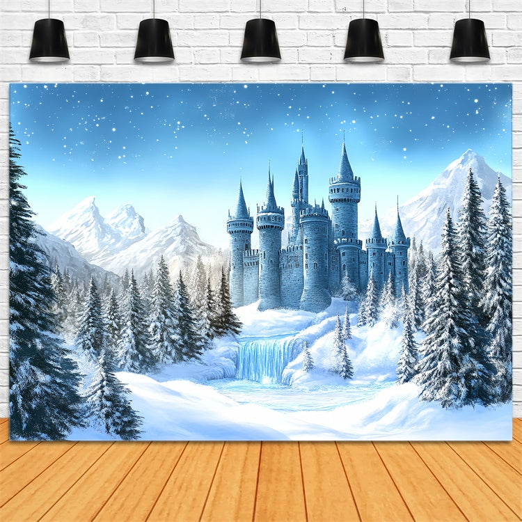 Winter Wonderland Backdrop Frosted Fairytale Castle Backdrop BRP57-379