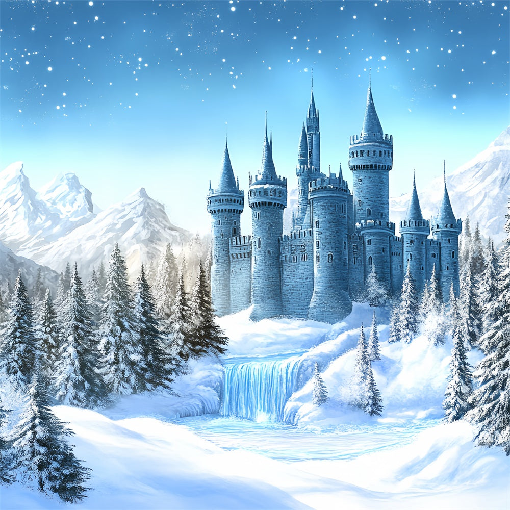 Winter Wonderland Backdrop Frosted Fairytale Castle Backdrop BRP57-379