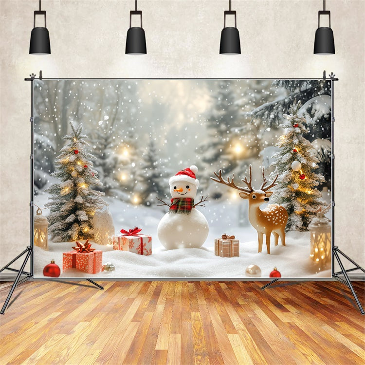 Snowy Backdrop Cozy Snowman Gift Christmas Backdrop BRP57-381