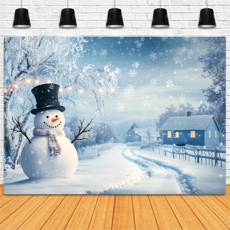 Winter Scene Backdrop Snowman Holiday Village Backdrop BRP57-387