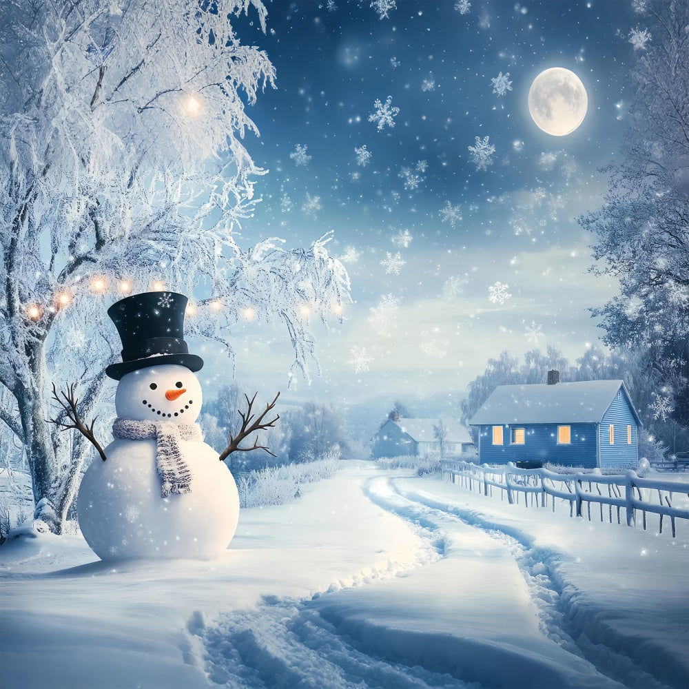 Winter Scene Backdrop Snowman Holiday Village Backdrop BRP57-387