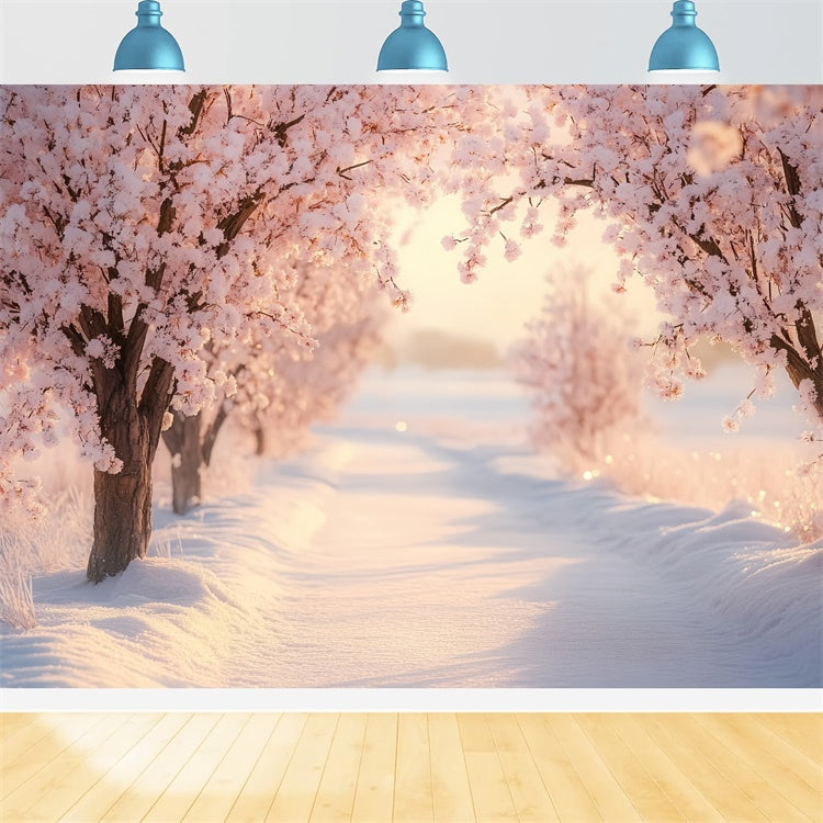 Winter Backdrops Blushing Winter Bloom Path Backdrop BRP57-390