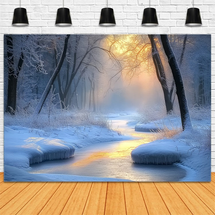 Winter Wonderland Backdrop Frost Forest Stream Backdrop BRP57-391